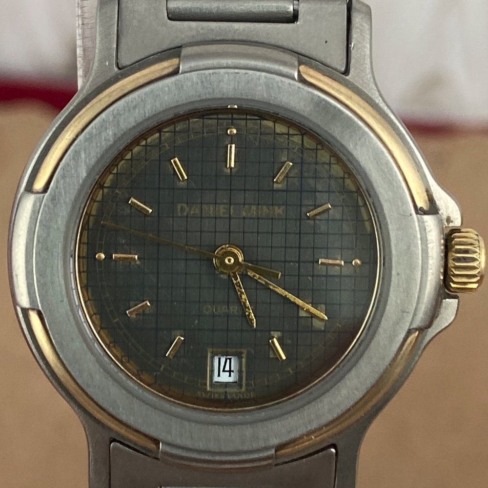 Vintage 2 Tone Gold Inlay Titanium Designer Daniel Mink Watch